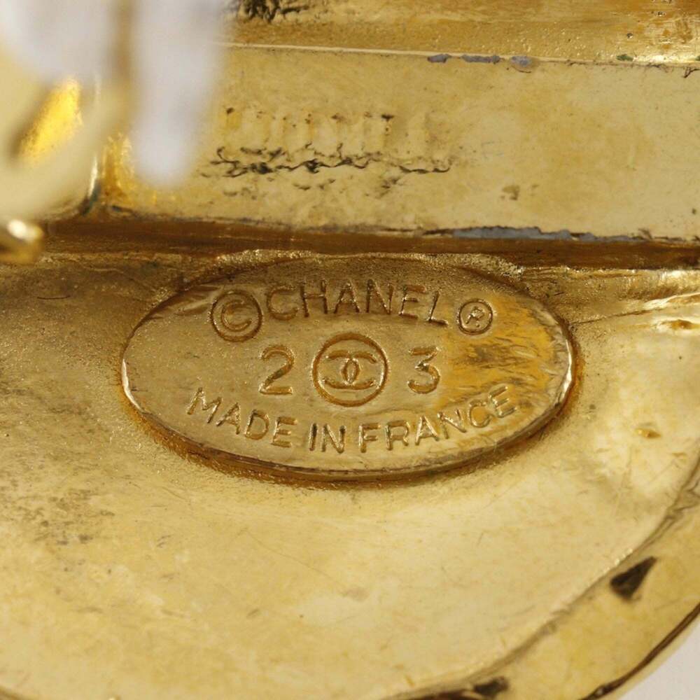 CHANEL Authentic Gold Logo Earrings - Picture 5 of 6